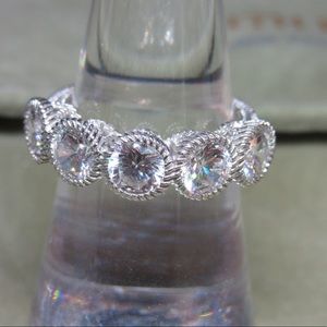 Judith Ripka Sterling Silver Ring w/5 CZ. Size 7